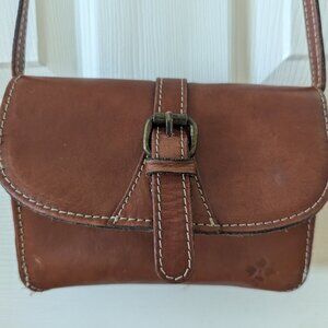Patricia Nash Torri Tooled Leather Clutch Crossbody Bag Saddle Tan Color